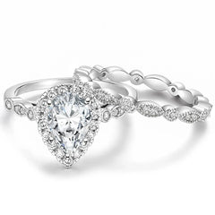 2-Piece Pear Cut Ring Set