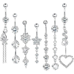 14G 6-Piece Diamond Accented Belly Button Jewelry