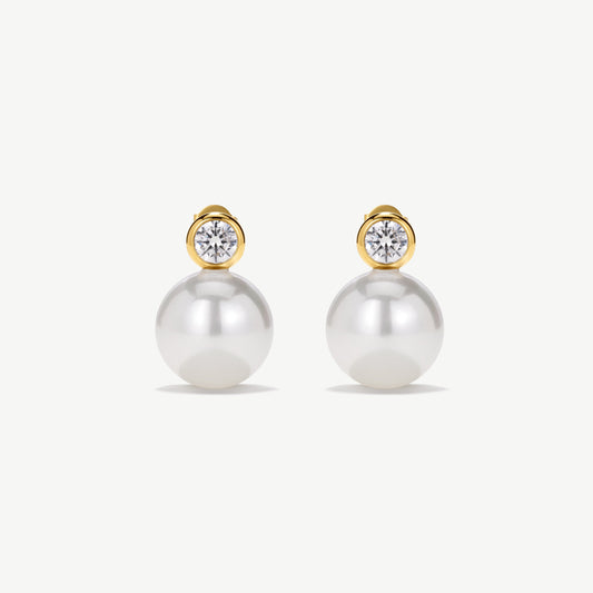 Bezel Pearl Earrings