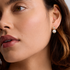 Bezel Pearl Earrings