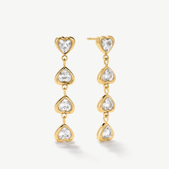 Heart Bezel Statement Drop Earrings