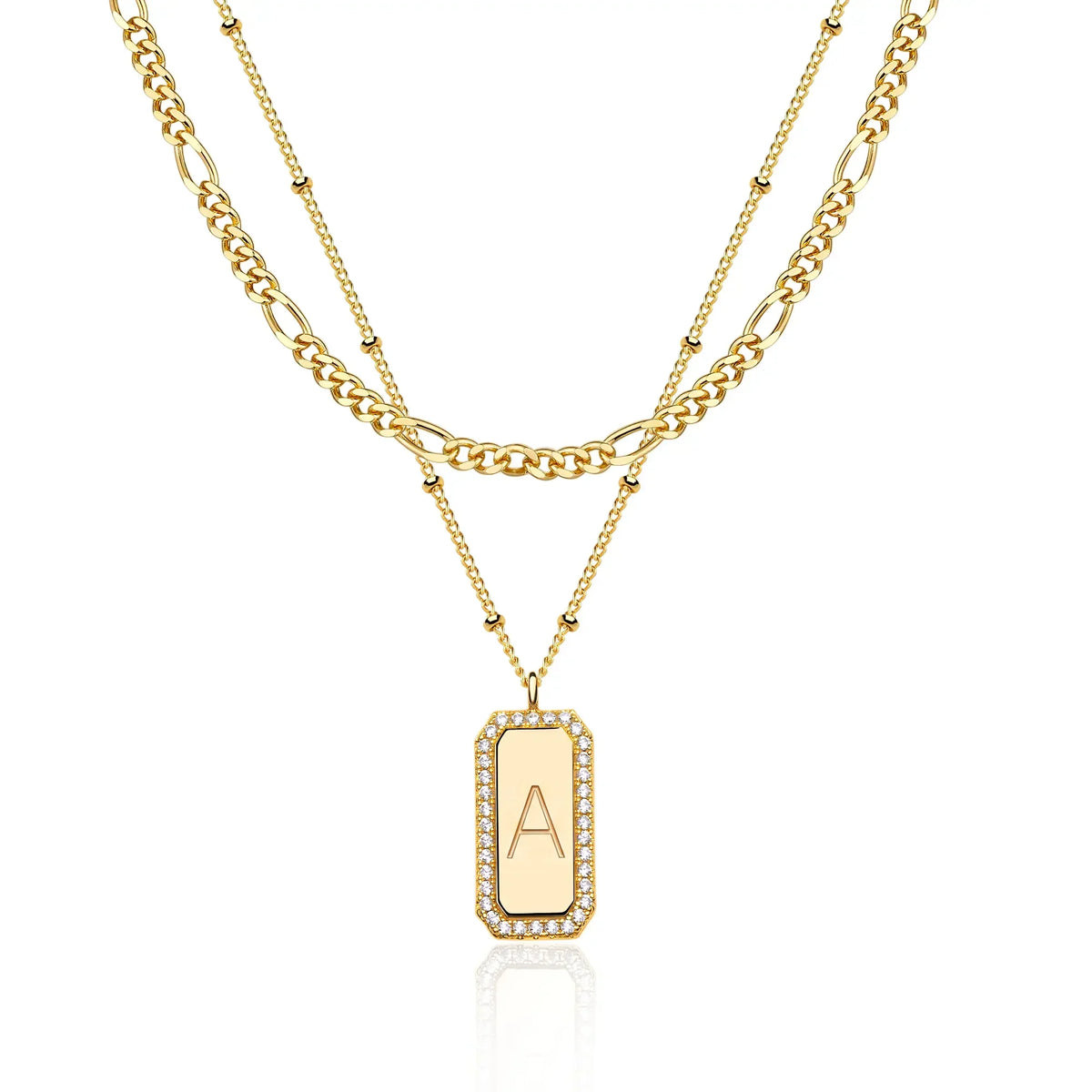 2-Piece Figaro & Satellite Chain Initial Necklace Stack