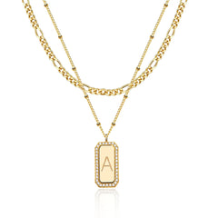 2-Piece Figaro & Satellite Chain Initial Necklace Stack