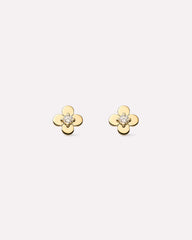 Solid Yellow Gold - Diamond Mini Flower Studs