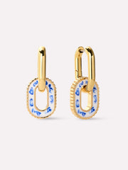 Double Hoop Earrings - Ash Double Marble Blue