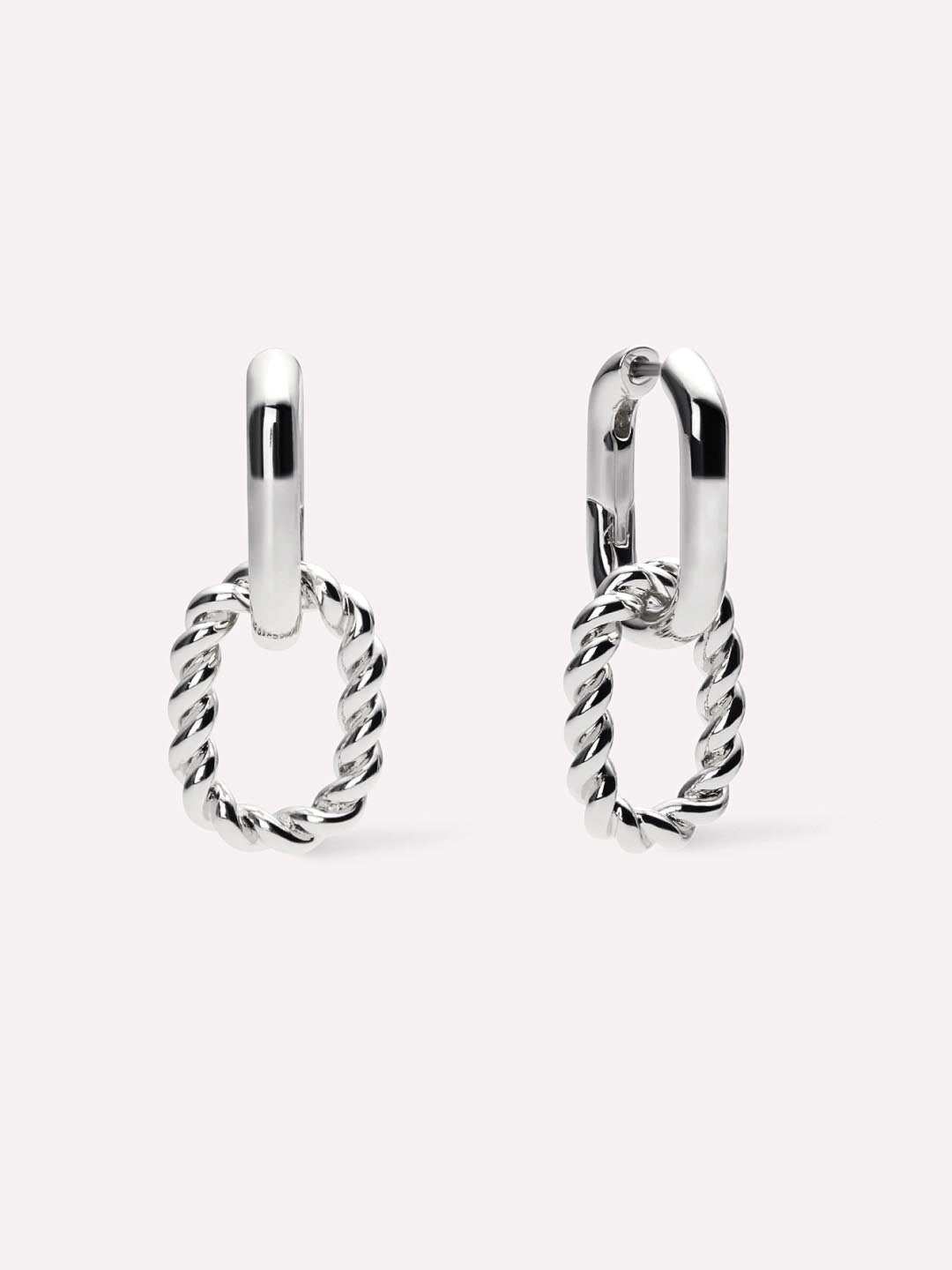 Double Hoop Earrings - Ash Double Marble Blue