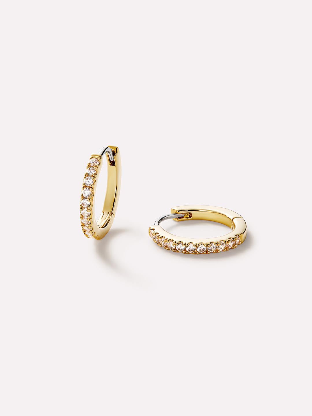 Gold Huggie Hoop Earrings - Pave Huggie Hoops
