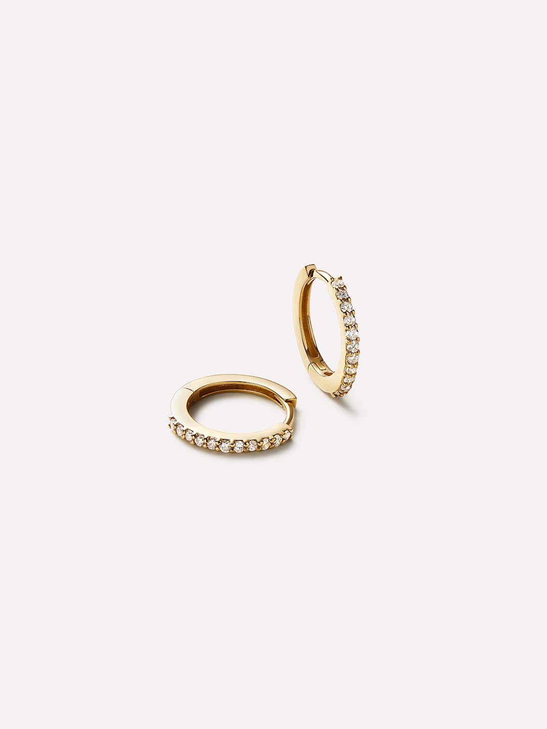 Diamond Hoop Earrings - Diamond Huggie Hoops Medium