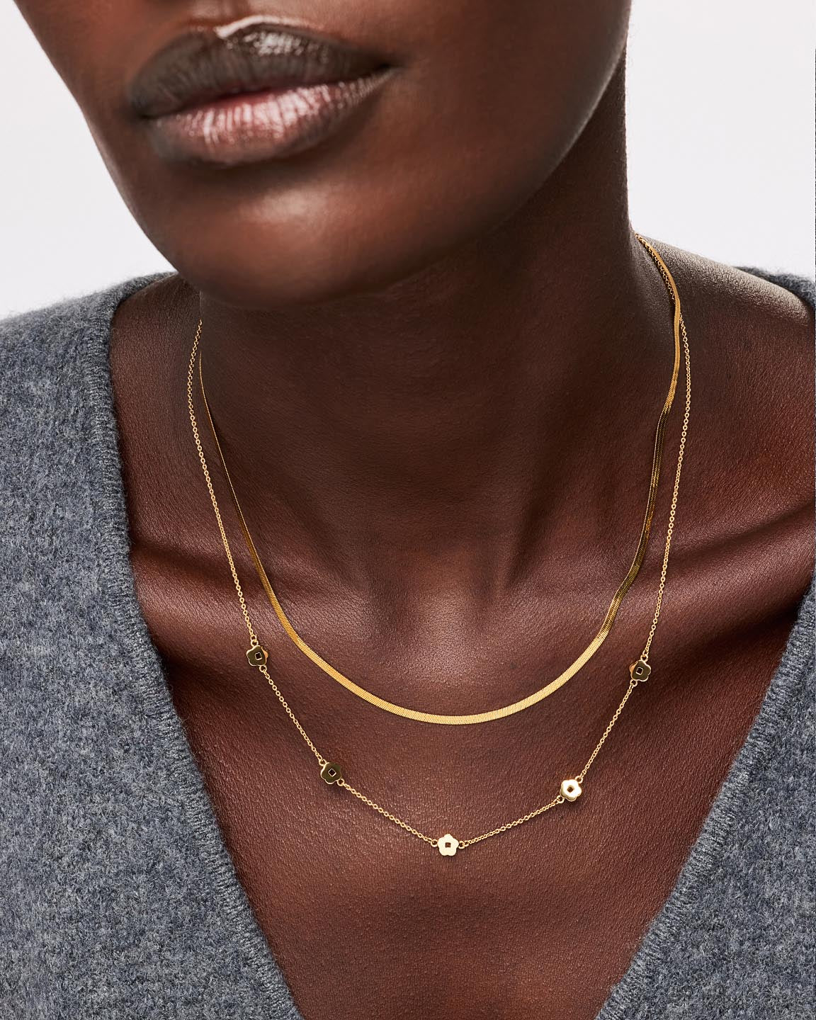 Flower Necklace - Rowena Necklace Two Tone
