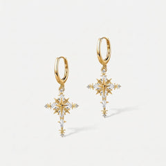 Starlight Cross Huggie Earrings