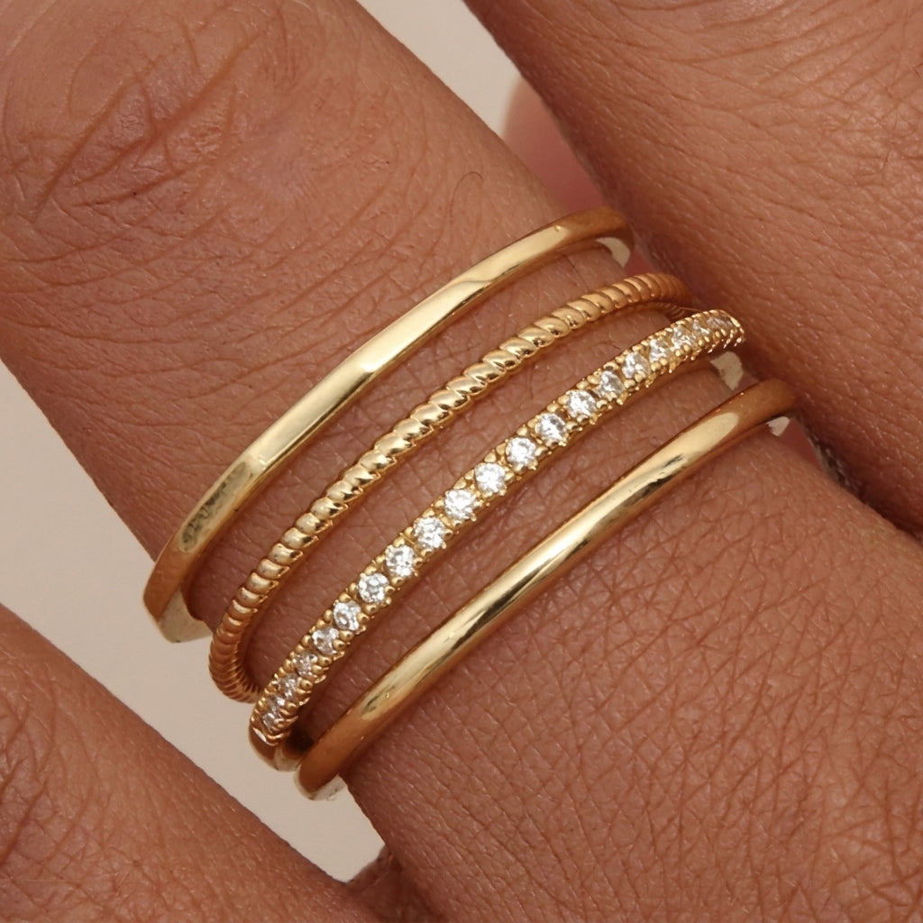 4-Piece 14K Dainty Ring Stack