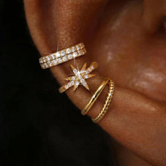 14K 3-Piece Set Elegant No-Piercing Ear Cuffs