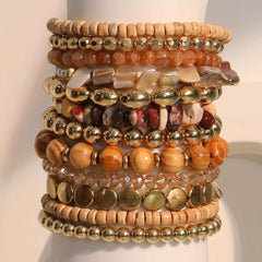 12-Piece Bohemian Warm Crystal Beaded Bracelet