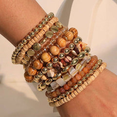 12-Piece Bohemian Warm Crystal Beaded Bracelet