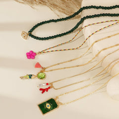 5-Piece Boho Evil Eye Fish Necklace Stack