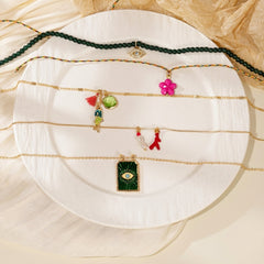 5-Piece Boho Evil Eye Fish Necklace Stack