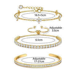14K 3-Piece CZ Accented Bracelet Stack