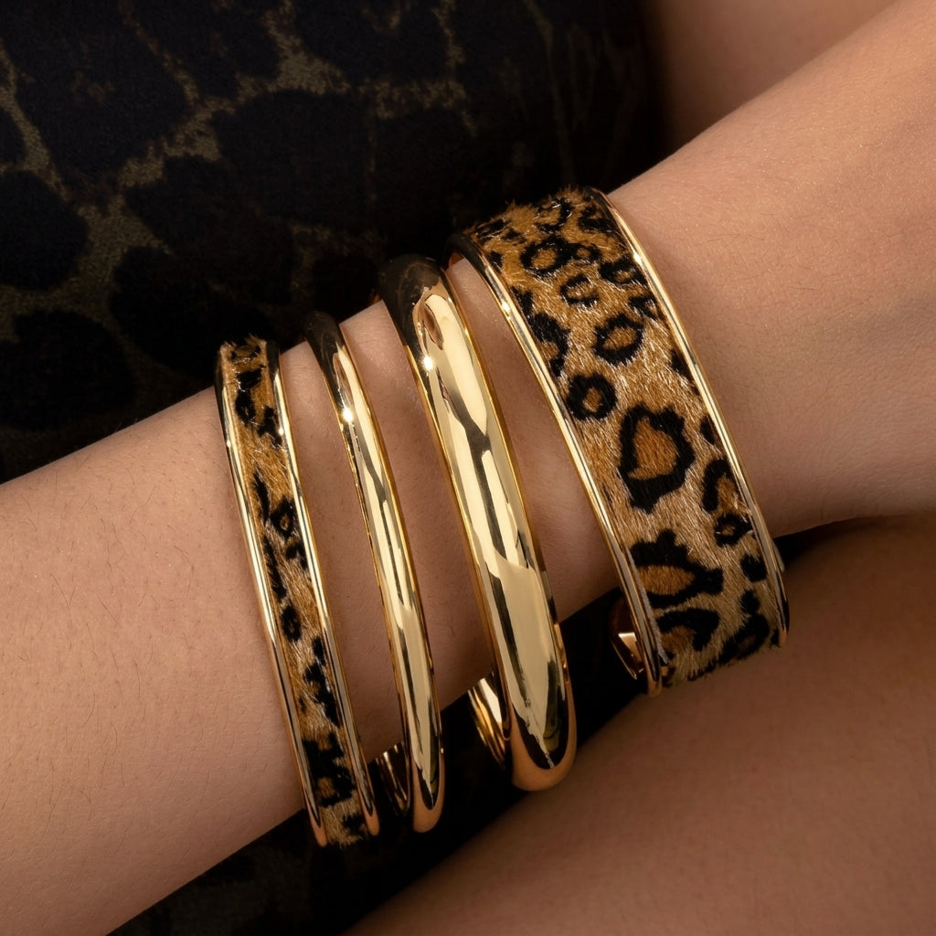 4-Piece Leopard Bangle Stack