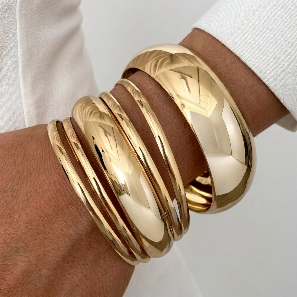 6-Piece Chunky & Thin Bangle Stack