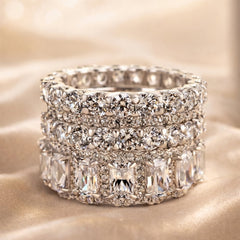 4-Piece Diamond Accented Stackable Rings Set