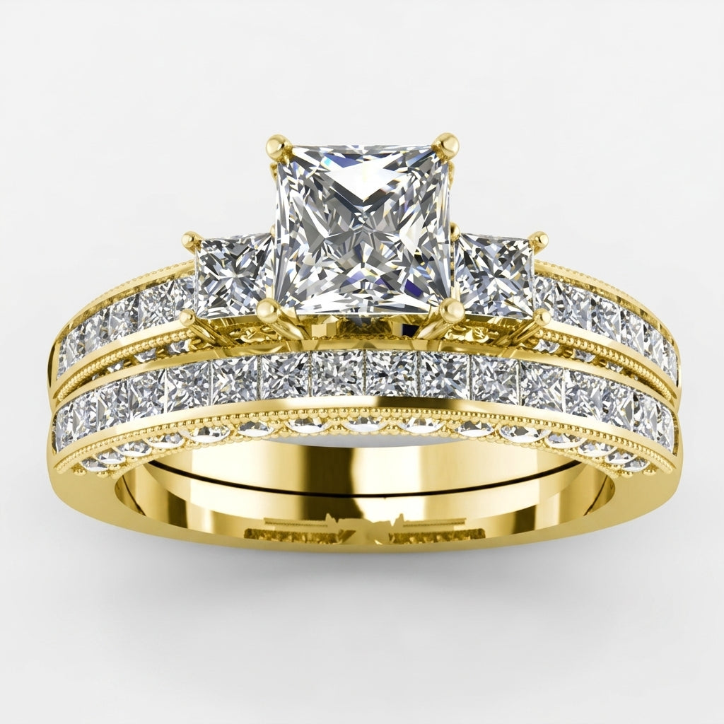 2-Piece Minimal Trio Diamond Set Ring Stack
