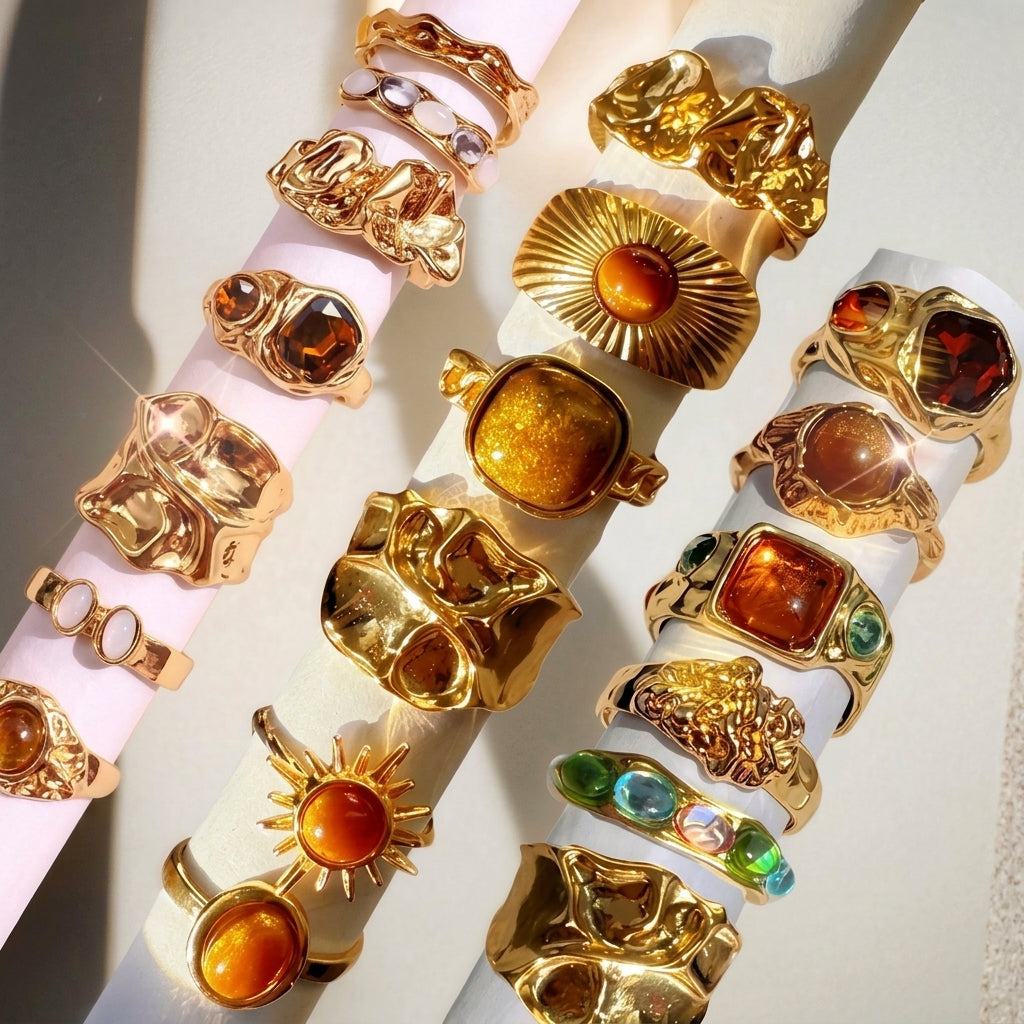 19-Piece Adjustable Boho Chunky Ring Set
