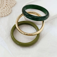 3-Piece Resin Green & Gold Bracelet Stack