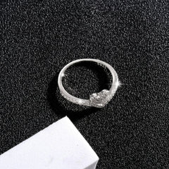 Sterling Silver Dainty Pave Heart Ring