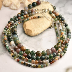 4-Piece Natural Indian Agate Beaded Necklace