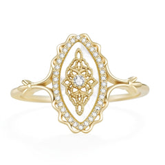 CZ Halo Accented Mother of Pearl Ring