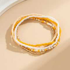 5-Piece Colorful Beaded Layered Anklet Stack