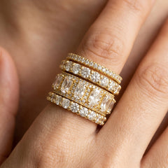 4-Piece Diamond Accented Stackable Rings Set