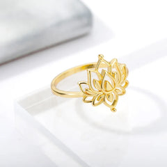 Dainty Lotus Flower Outline Ring