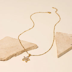 18K Diamond Five Petal Flower Necklace