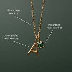 Initial & Birthstone Charm Necklace
