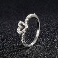 Sterling Silver Dainty Pave Heart Ring