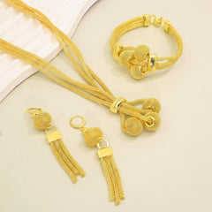 3-Piece Tassel Sphere Necklace, Bracelet, Earrings Set