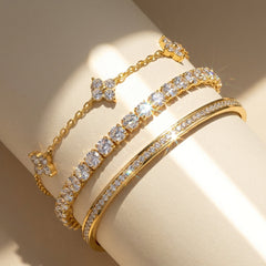 14K 3-Piece CZ Accented Bracelet Stack
