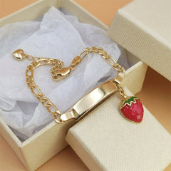 14K Strawberry Charm Bracelet