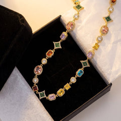 Colorful Geometric Gem Set Necklace