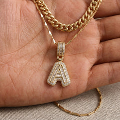 2-Piece 14K Layered Cuban & Initial Necklaces