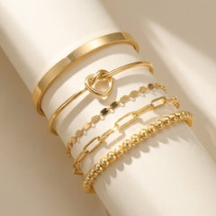 14K 5-Piece Beaded Knot Bracelet Stack