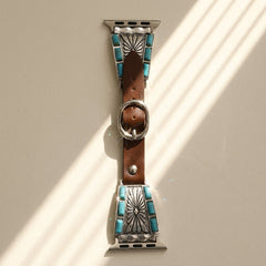 Boho Turquoise & Leather Smart Watch Band