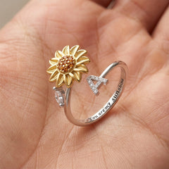 Spinning Sunflower "You Are My Sunshine" Initial Ring