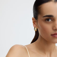 Bezel Moonstone Statement Earrings