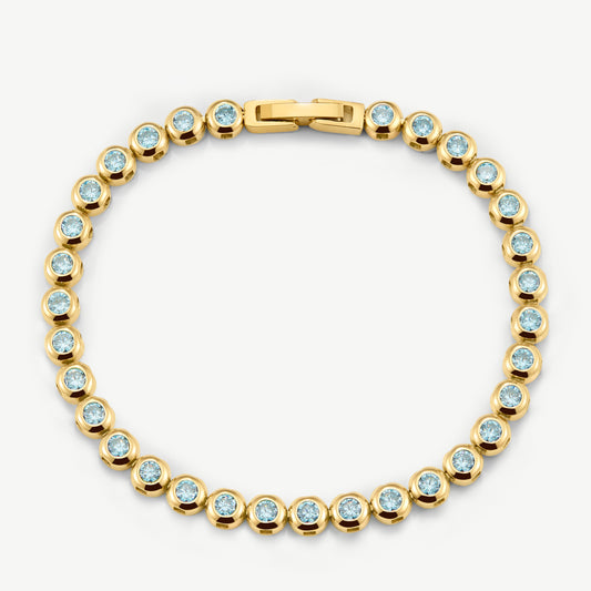 Classic Bezel Tennis Bracelet Aquamarine