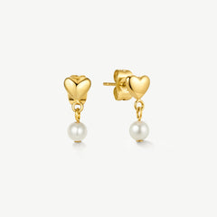 Mini Heart Pearl drop Earrings
