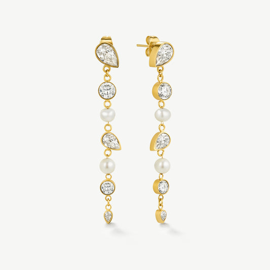 Statement Drop Pear and Pearl Earrings