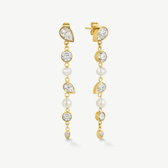 Statement Drop Pear and Pearl Earrings