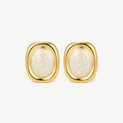 Bold Oval White Statement Earrings